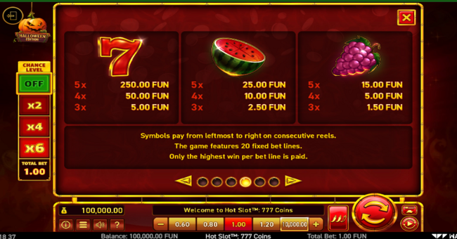 hot slot 777 coins halloween edition paytable 1 paytable