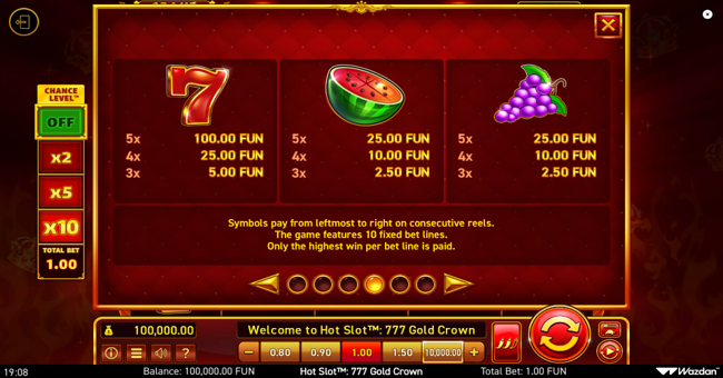 hot slot 777 gold crown paytable 1 paytable