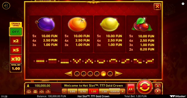 hot slot 777 gold crown paytable 2 paytable