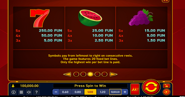 hot slot 777 rubies extremely light paytable 1 paytable