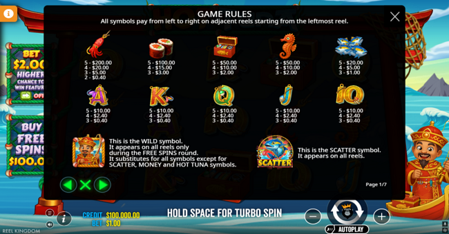 hot tuna paytable 1 paytable