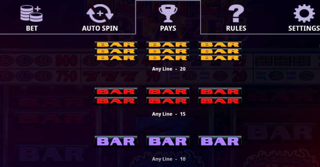 hotter than blazes paytable 4 paytable