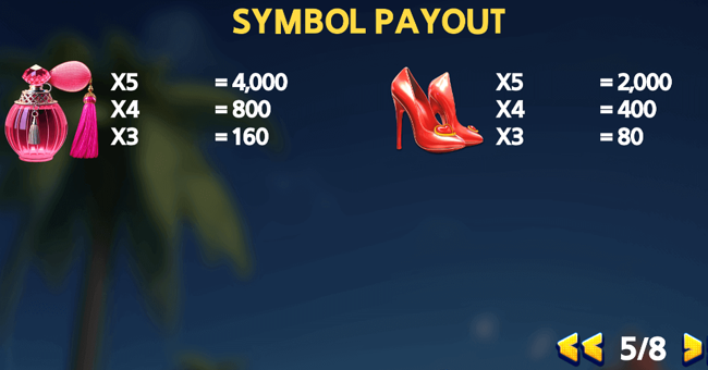 hotties vacation paytable 2 paytable