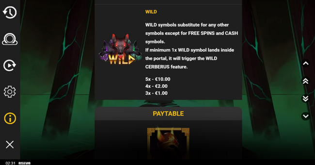 hound of hades paytable 1 paytable