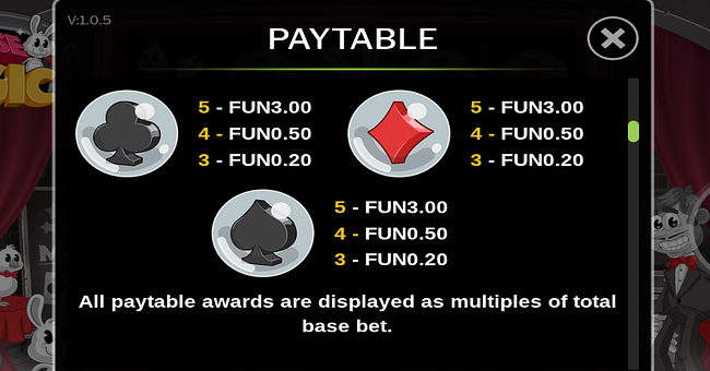 house of magic paytable 2 paytable