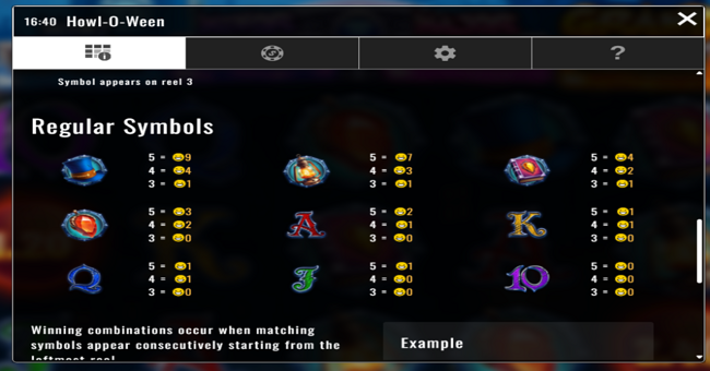 howl o ween paytable 1 paytable
