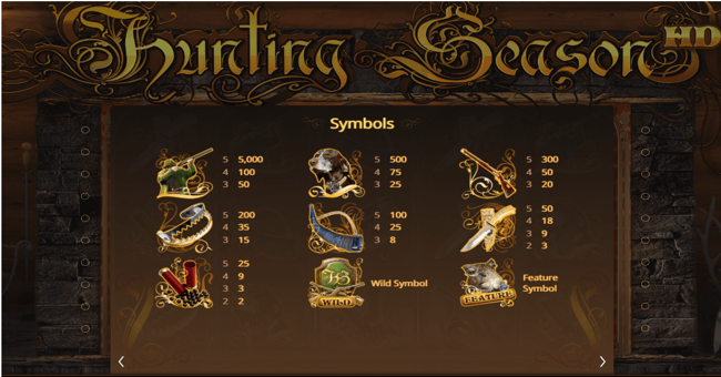 hunting season paytable paytable