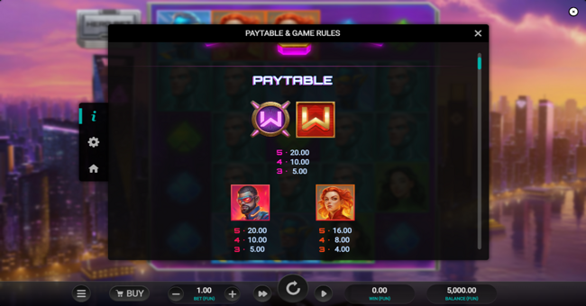 immortal 5 paytable 1 paytable