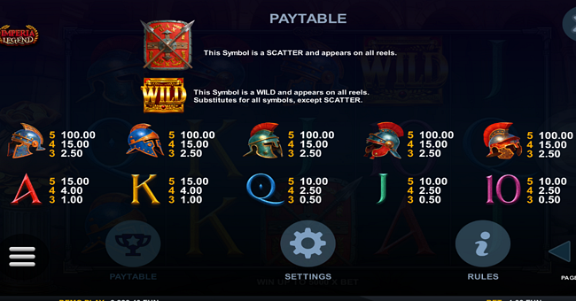imperia legend paytable paytable