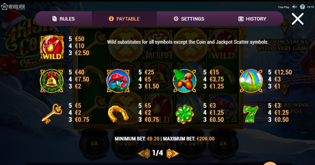 irish coins christmas paytable paytable