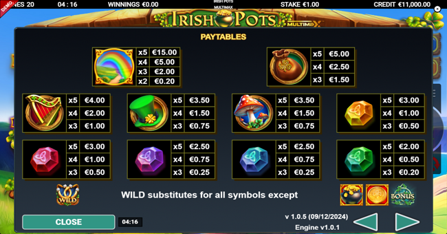 irish pots multimax paytable paytable