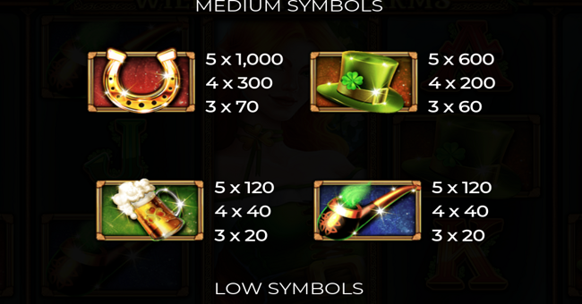 irish treasures wild celtic charms paytable 1 paytable