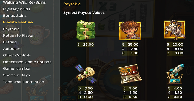 jack and the beanstalk 2 paytable 1 paytable