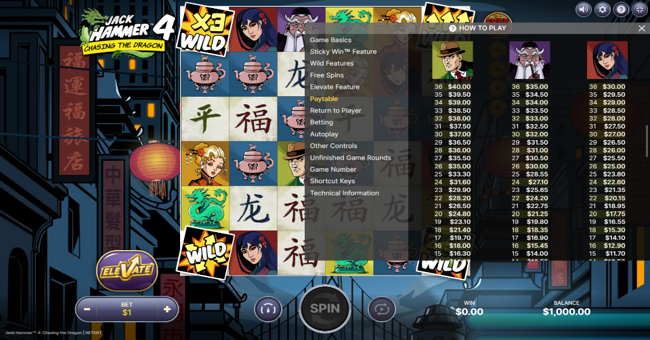 jack hammer 4 chasing the dragon paytable 1 paytable