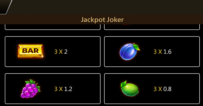 jackpot joker paytable 2 paytable