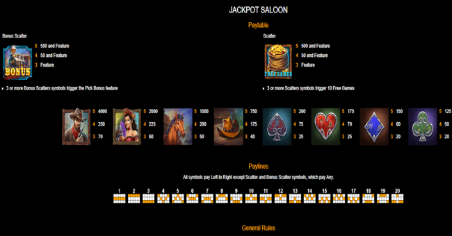 jackpot saloon paytable paytable