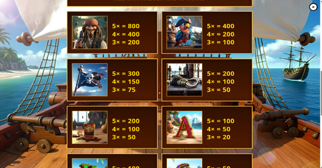 jackpot shanty paytable 1 paytable