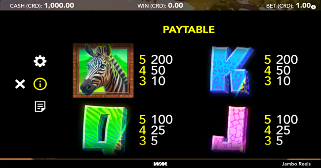 jambo reels paytable 2 paytable