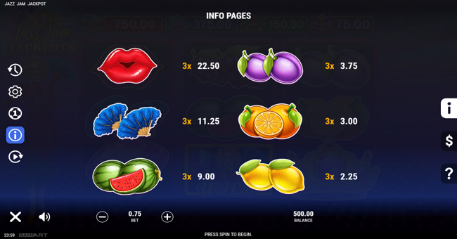 jazz jam jackpots paytable 1 paytable