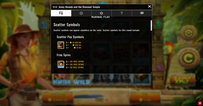 jenny nevada and the diamond temple paytable 1 paytable