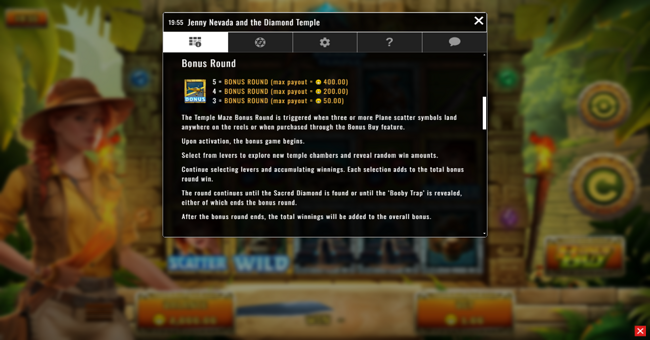 jenny nevada and the diamond temple paytable 2 paytable