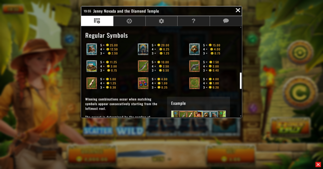 jenny nevada and the diamond temple paytable 3 paytable