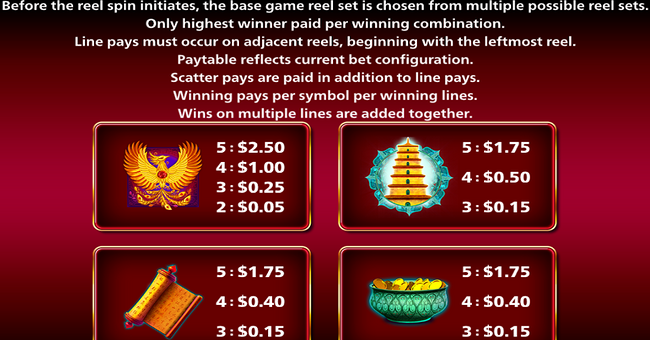 jewel of the dragon red phoenix paytable 1 paytable