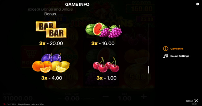 jingle coins hold and win paytable 2 paytable