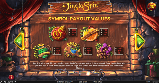 jingle spin paytable 1 paytable