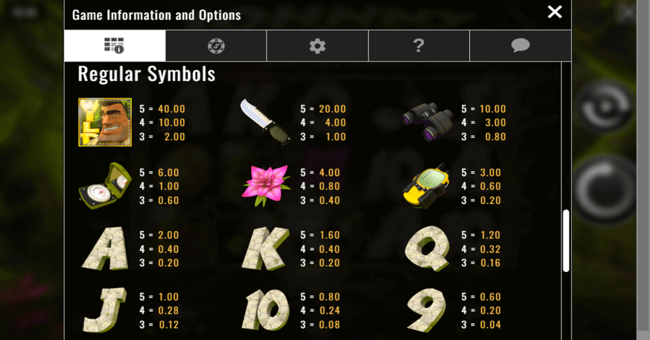 johnny jungle paytable paytable