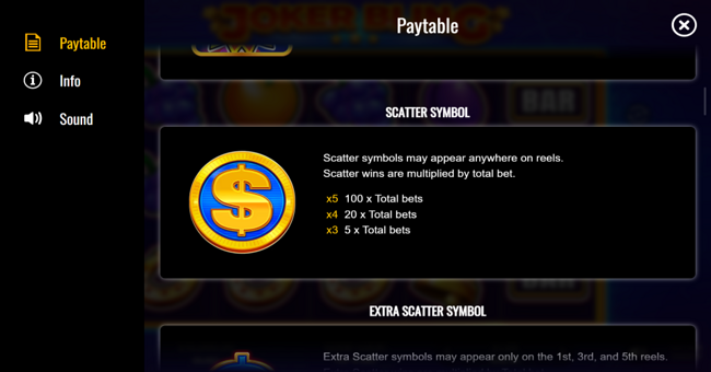 joker bling paytable 1 paytable