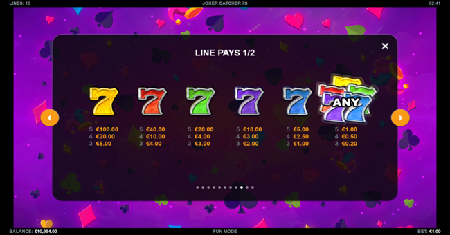 joker catcher 7s paytable 1 paytable