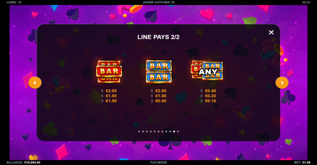 joker catcher 7s paytable 2 paytable