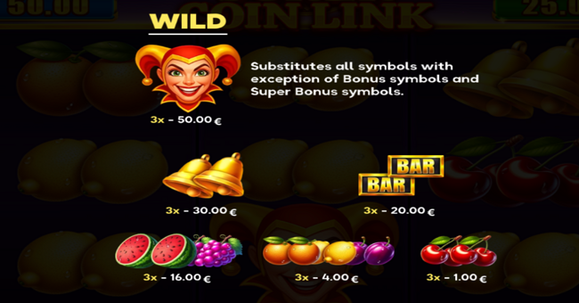 joker coin link 3x3 running wins paytable 1 paytable