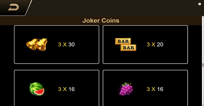 joker coins hit the cash paytable 2 paytable