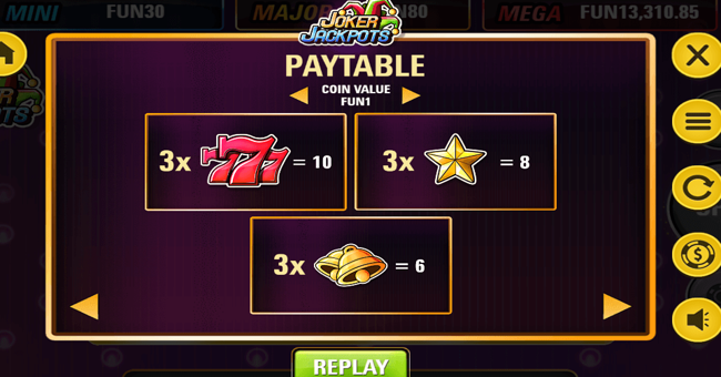 joker jackpots paytable 1 paytable