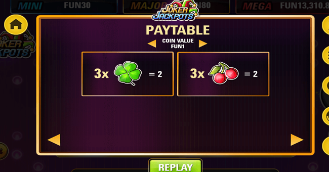 joker jackpots paytable 2 paytable