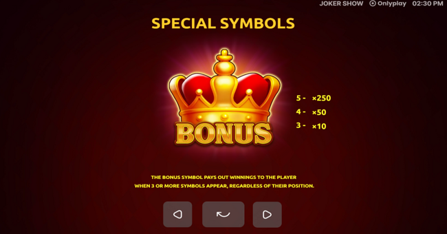 joker show paytable 2 paytable