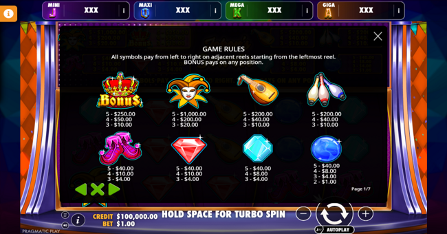 jokers jewels oranje jackpot paytable 1 paytable