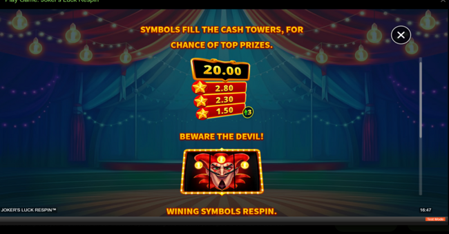 jokers luck respin paytable 1 paytable