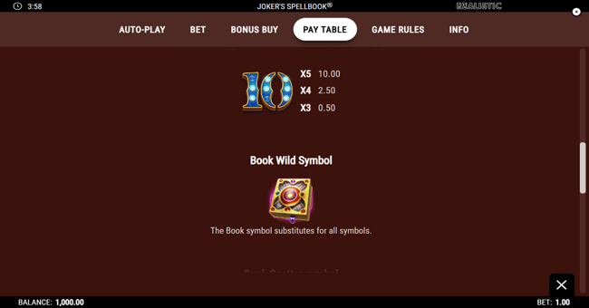 jokers spellbook paytable 3 paytable
