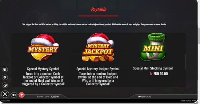 jolly bonus wins paytable 2 paytable