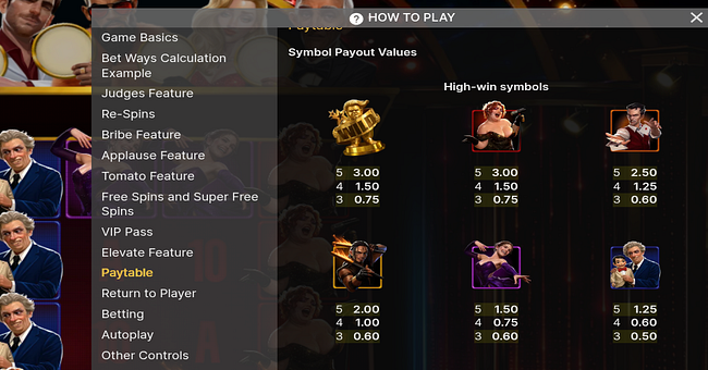 judgemental paytable 1 paytable