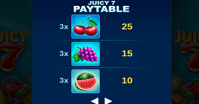 juicy 7 paytable 2 paytable