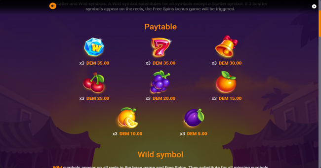 juicy fever paytable paytable