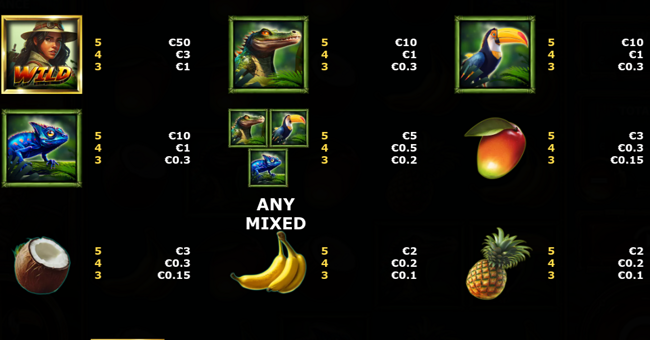 jungle break paytable paytable