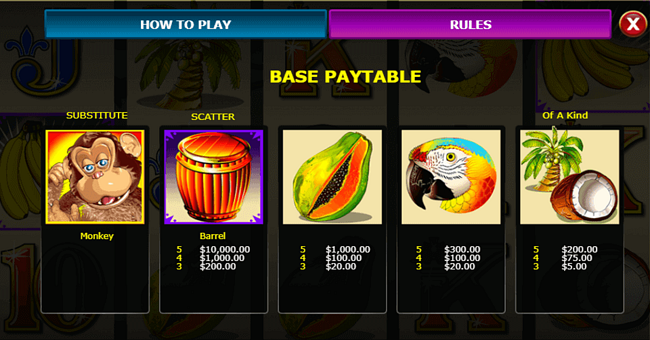 jungle monkeys paytable paytable