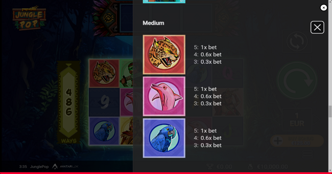 jungle pop paytable 2 paytable