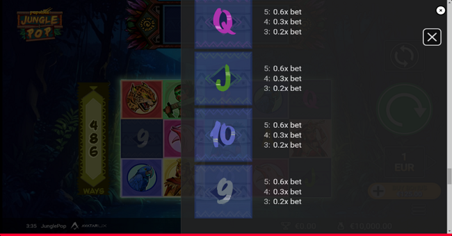 jungle pop paytable 4 paytable