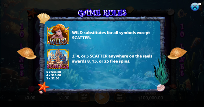 ka gaming mermaid princess paytable 1 paytable